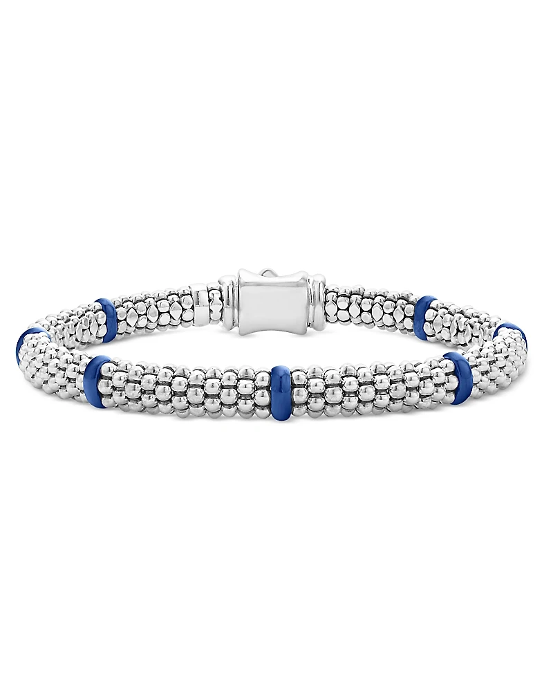 Lagos Ultramarine Ceramic & Sterling Silver Blue Caviar Station Bracelet
