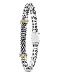 18K Yellow Gold & Sterling Silver Caviar Lux X Station Diamond Bracelet