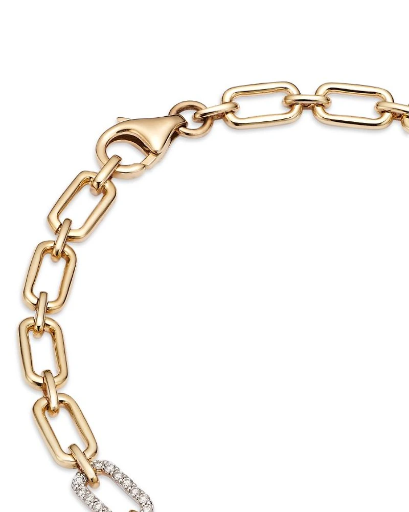 Diamond Pavé Link Bracelet in 14K Yellow Gold