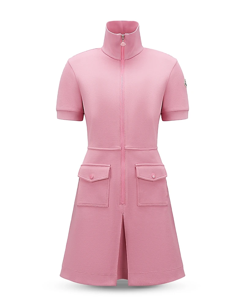 Moncler Zip Front Short Sleeve Dress