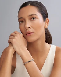 Single Station Diamond Caviar Bracelet Sterling Silver