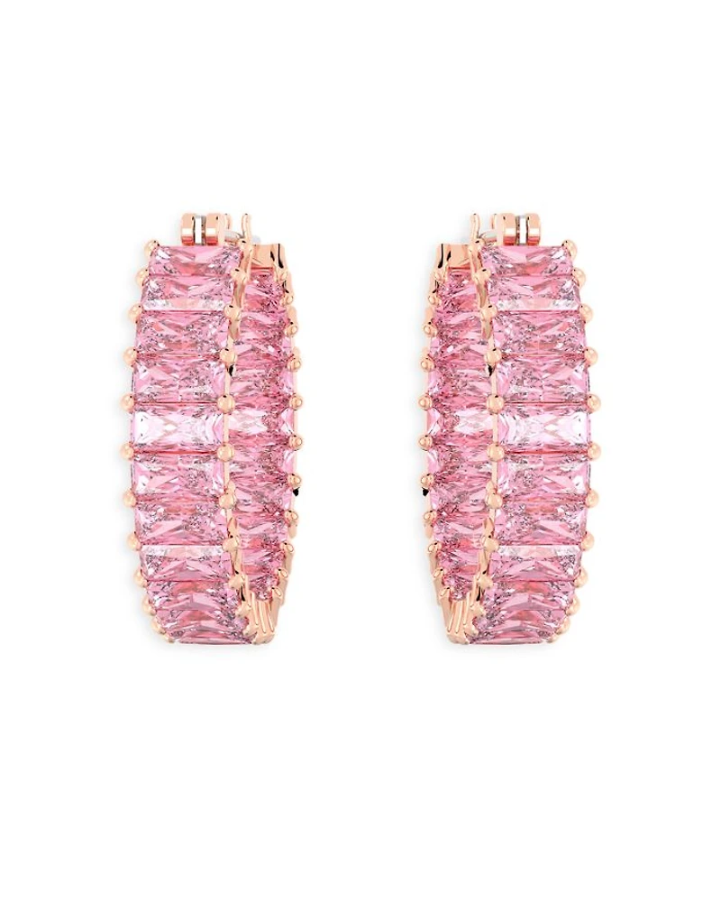 Matrix Baguette Crystal Hoop Earrings