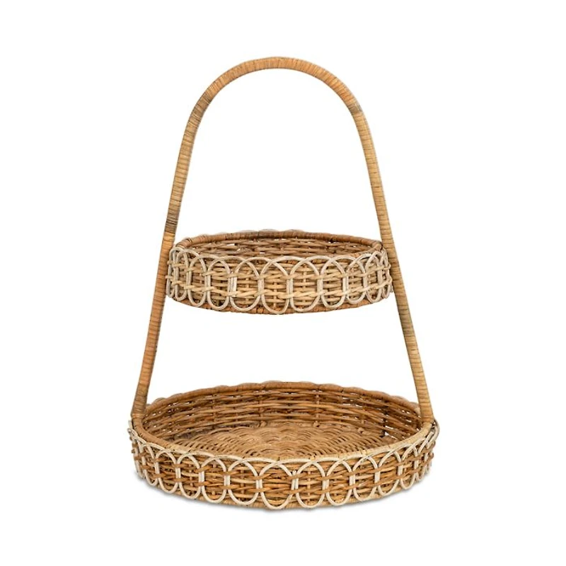 Provence Rattan Whitewash Two Tiered Server