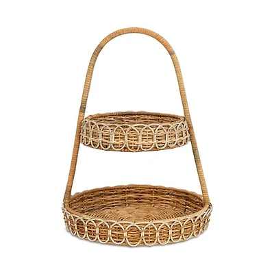 Provence Rattan Whitewash Two Tiered Server