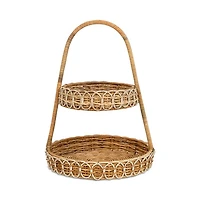 Provence Rattan Whitewash Two Tiered Server