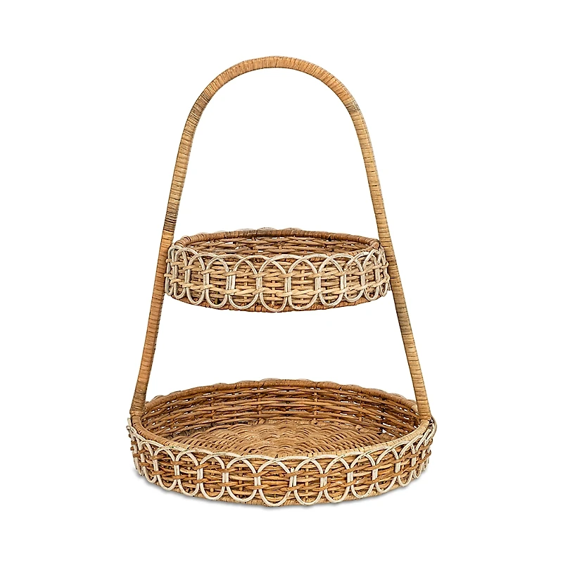 Juliska Provence Rattan Whitewash Two Tiered Server