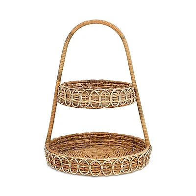 Juliska Provence Rattan Whitewash Two Tiered Server