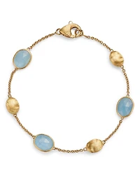 Marco Bicego 18K Yellow Gold Siviglia Aquamarine & Textured Bead Link Bracelet