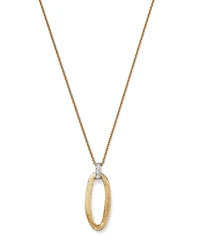 Marco Bicego 18K White & Yellow Gold Jaipur Diamond & Textured Link Drop Pendant Necklace, 16.5-18