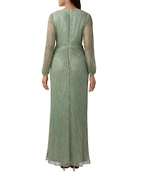 Metallic Faux Wrap Gown