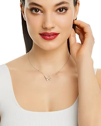 White & Yellow Diamond Butterfly Necklace in 14K Yellow & White Gold, 18"