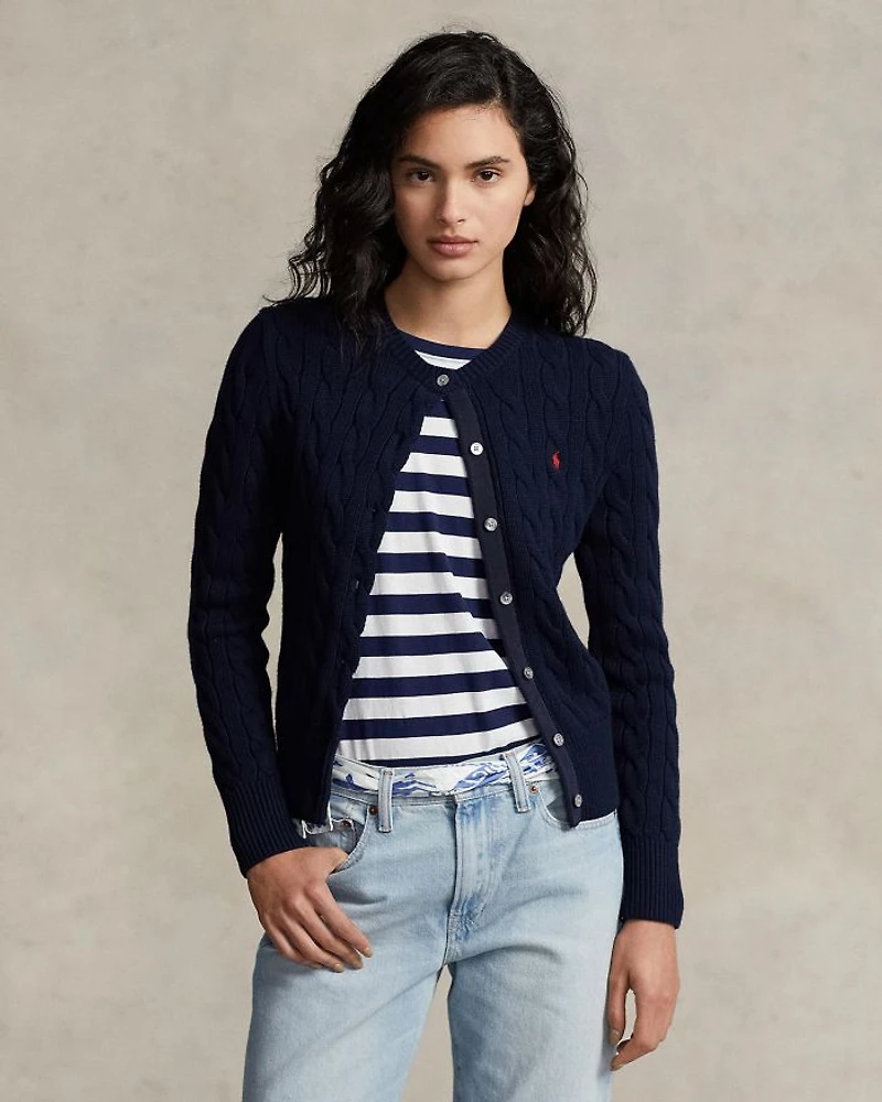 Cotton Cable Knit Cardigan