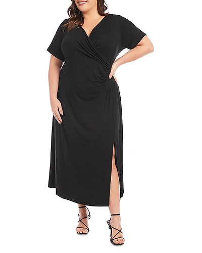 Karen Kane Plus Faux Wrap Midi Dress