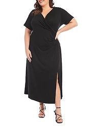 Karen Kane Plus Faux Wrap Midi Dress