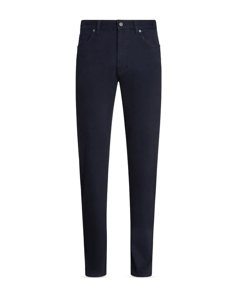 Garment Dyed Stretch Gabardine City Slim Fit Jeans Navy