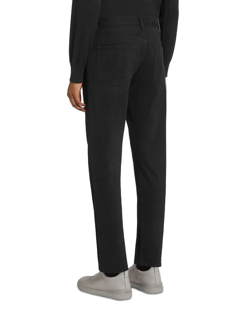 Garment Dyed Stretch Gabardine City Slim Fit Jeans Black