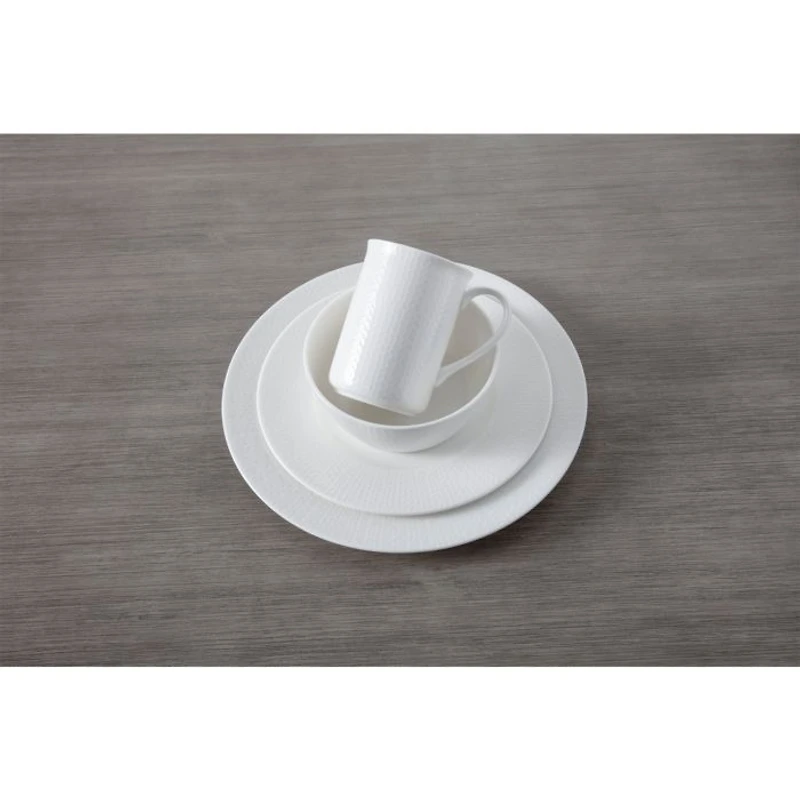 Amanda White Embossed 16 Pc Dinnerware Set