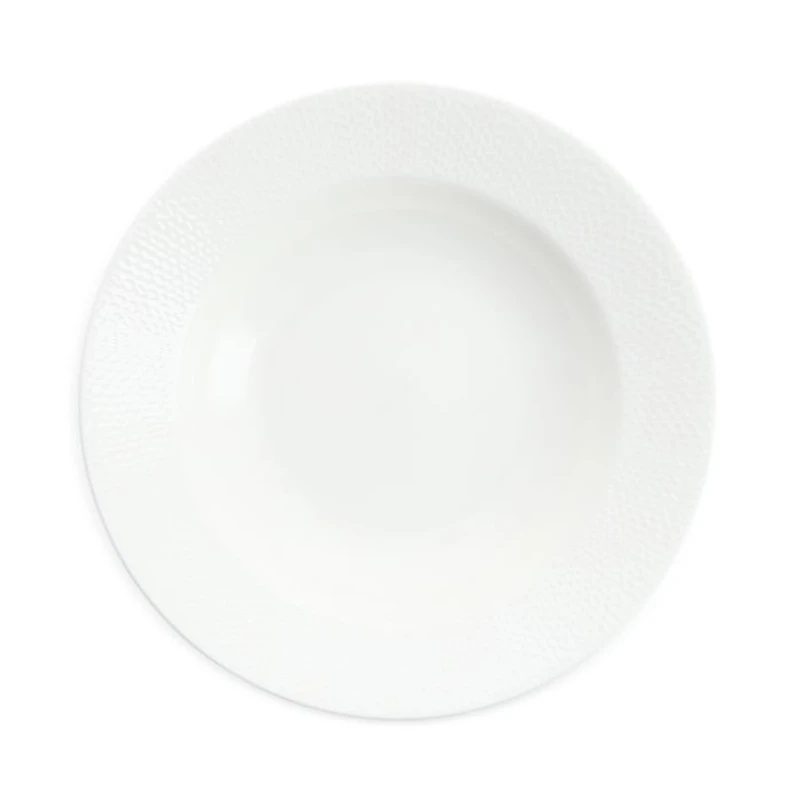 Amanda White Embossed Rim Soup Bowl, Set of 4