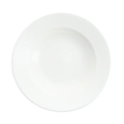 Amanda White Embossed Rim Soup Bowl, Set of 4