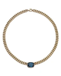 Bloomingdale's Fine Collection Blue Topaz & Diamond Bold Chain Link Statement Necklace