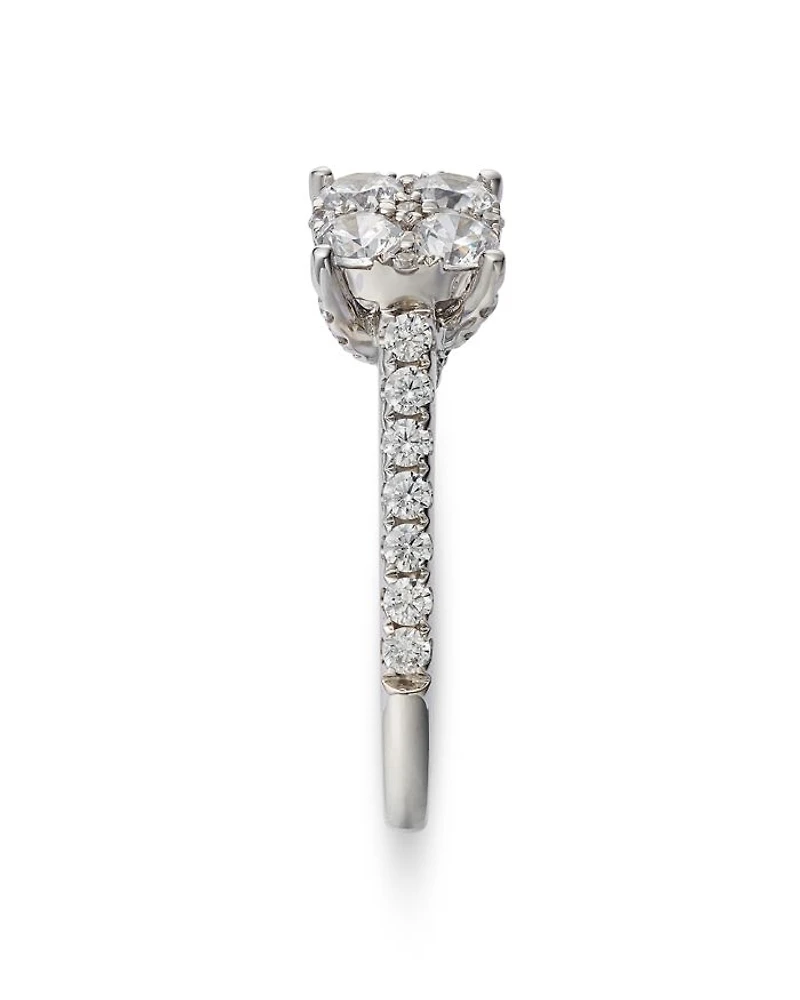 Diamond Cluster Engagement Ring in 14K White Gold, 1.00 tcw