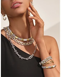 Sterling Silver & 18K Gold High Bar Diamond Huggie Hoop Earrings