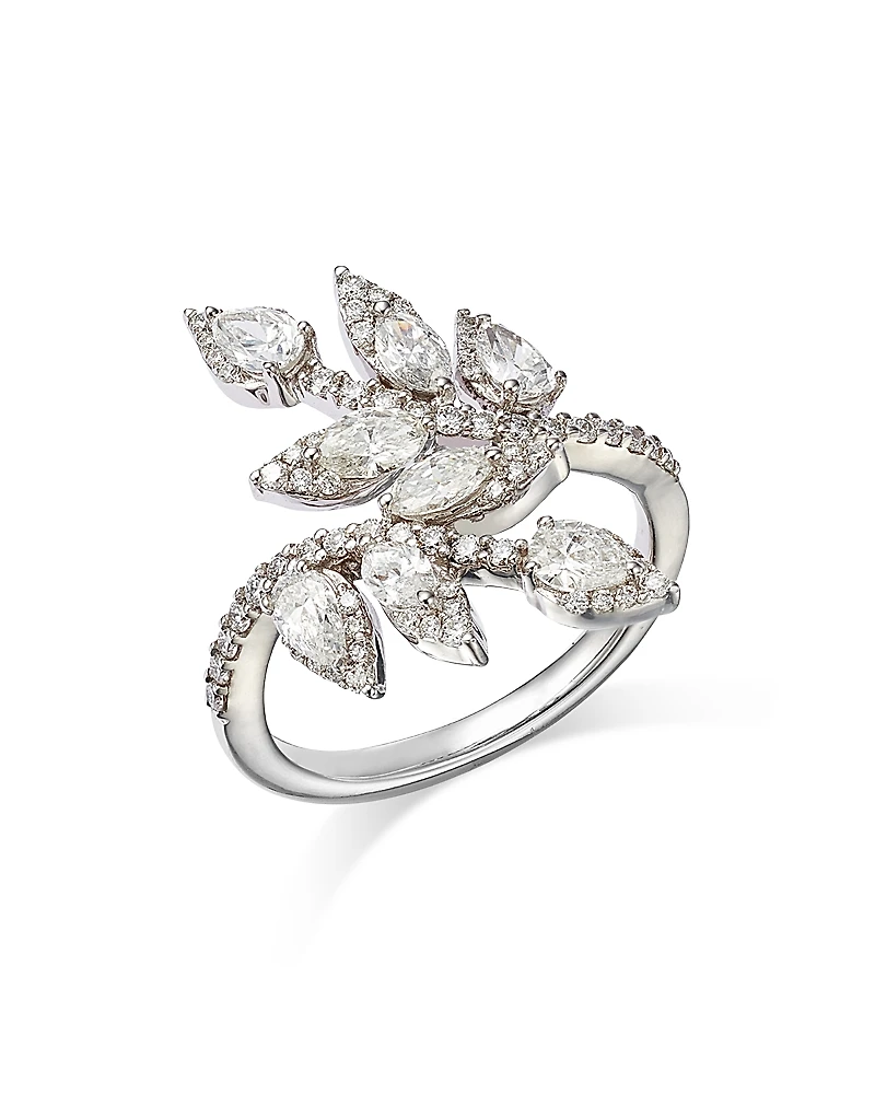 Bloomingdale's Fine Collection Diamond Leaf Bypass Ring