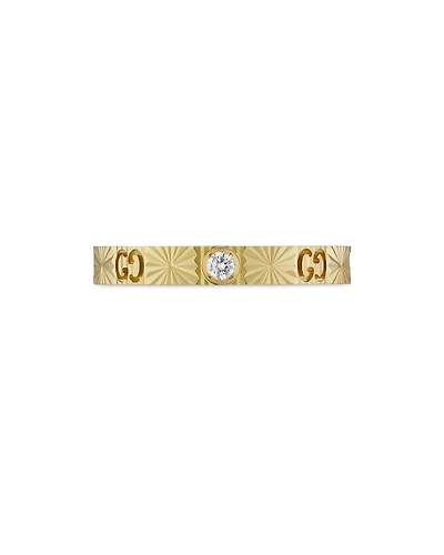 18K Gold Icon Diamond Pavé, Heart & Double G Band Ring