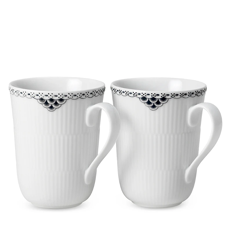 Royal Copenhagen Black Lace Mug, Set of 2