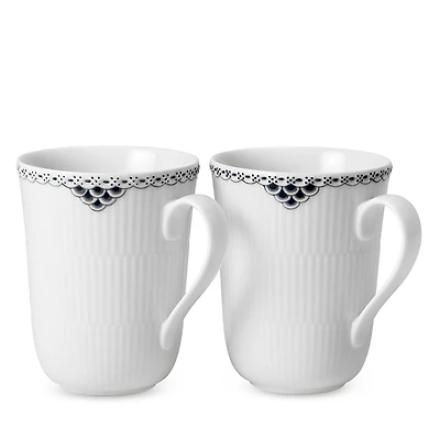 Royal Copenhagen Black Lace Mug, Set of 2