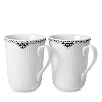 Royal Copenhagen Black Lace Mug, Set of 2
