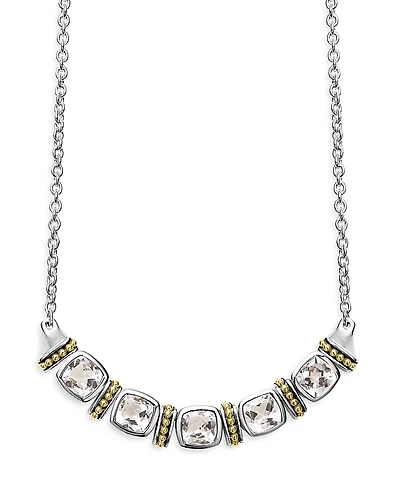 Lagos Sterling Silver & 18K Yellow Gold Rittenhouse White Topaz Station Pendant Necklace, 16-18
