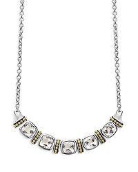 Lagos Sterling Silver & 18K Yellow Gold Rittenhouse White Topaz Station Pendant Necklace, 16-18