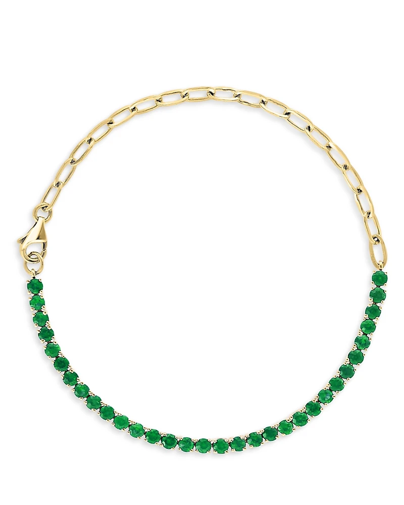 Bloomingdale's Fine Collection Emerald Chain Link Bracelet