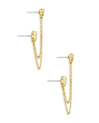 Draped Chain Double Piercing Earrings