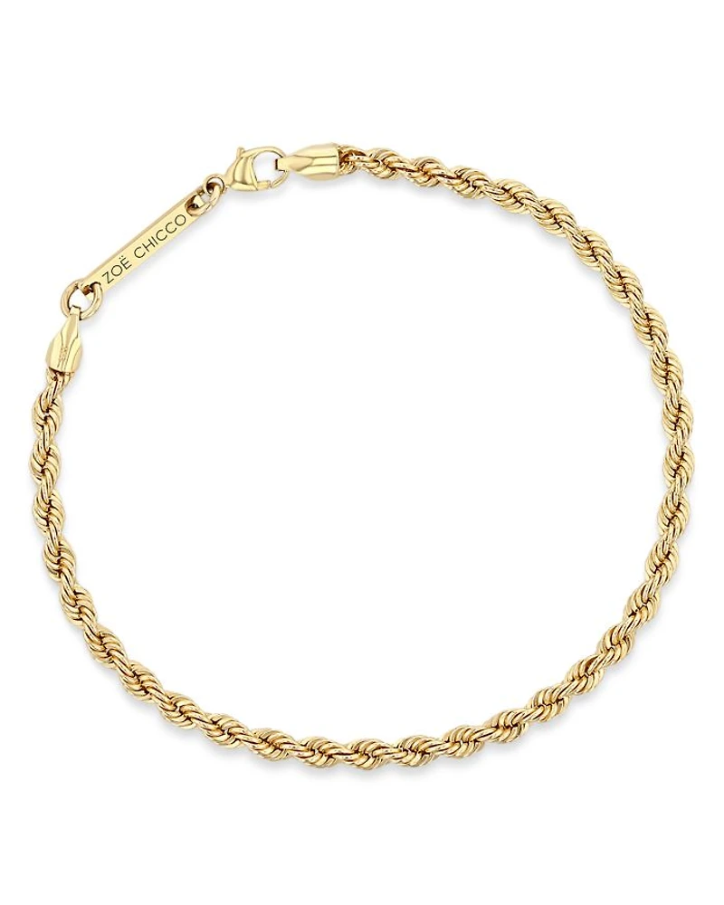 14K Yellow Gold Heavy Metal Rope Link Chain Bracelet