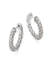 Diamond Inside Out Hoop Earring in 14K White Gold, 1.20 tcw