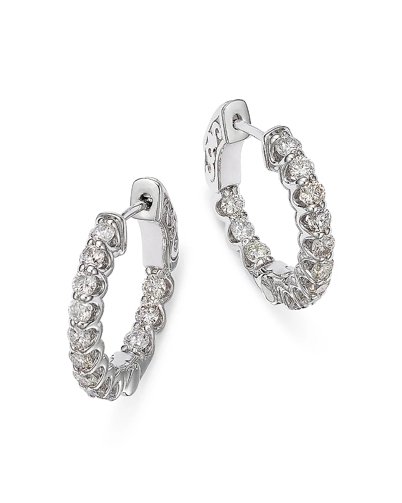 Bloomingdale's Fine Collection Diamond Inside Out Hoop Earring
