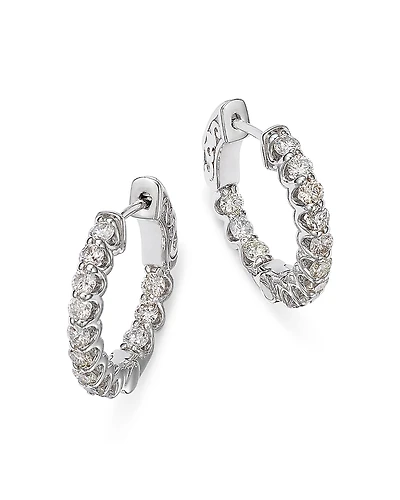 Bloomingdale's Fine Collection Diamond Inside Out Hoop Earring