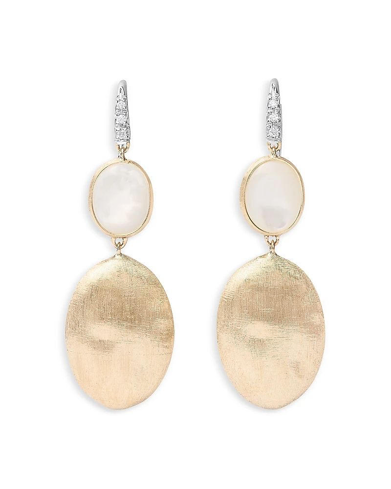 Marco Bicego 18K White & Yellow Gold Siviglia Mother of Pearl & Diamond Oval Drop Earrings