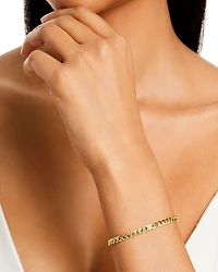14K Yellow Gold Floating Diamonds Diamond Curb Link Chain Bracelet