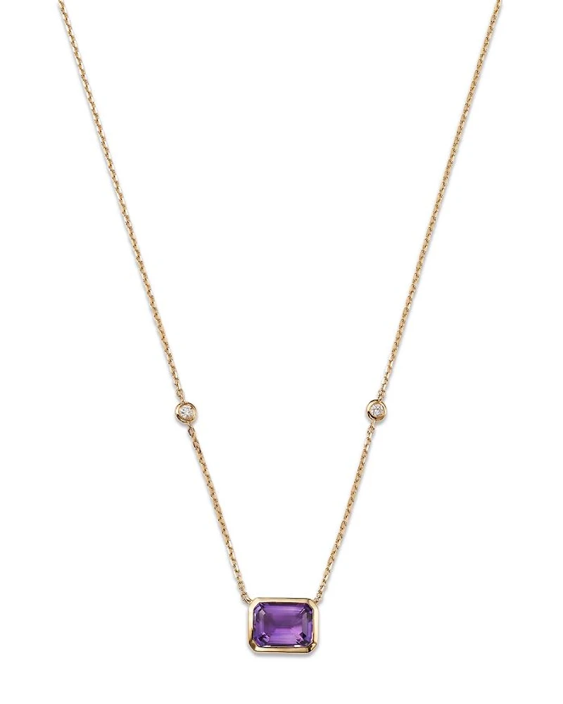 Gemstone & Diamond Pendant Necklace 14K Yellow Gold, 18"