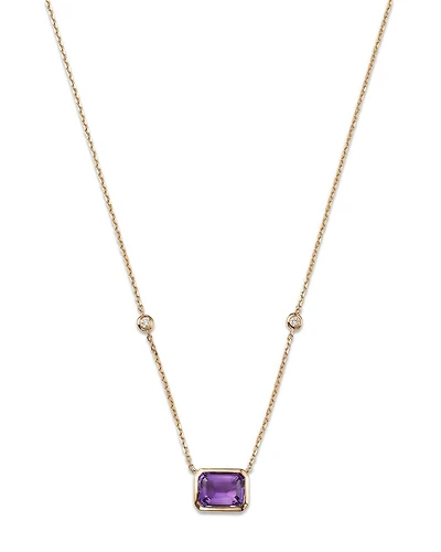 Gemstone & Diamond Pendant Necklace 14K Yellow Gold, 18"