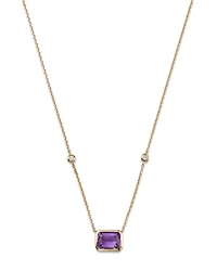 Gemstone & Diamond Pendant Necklace 14K Yellow Gold, 18"