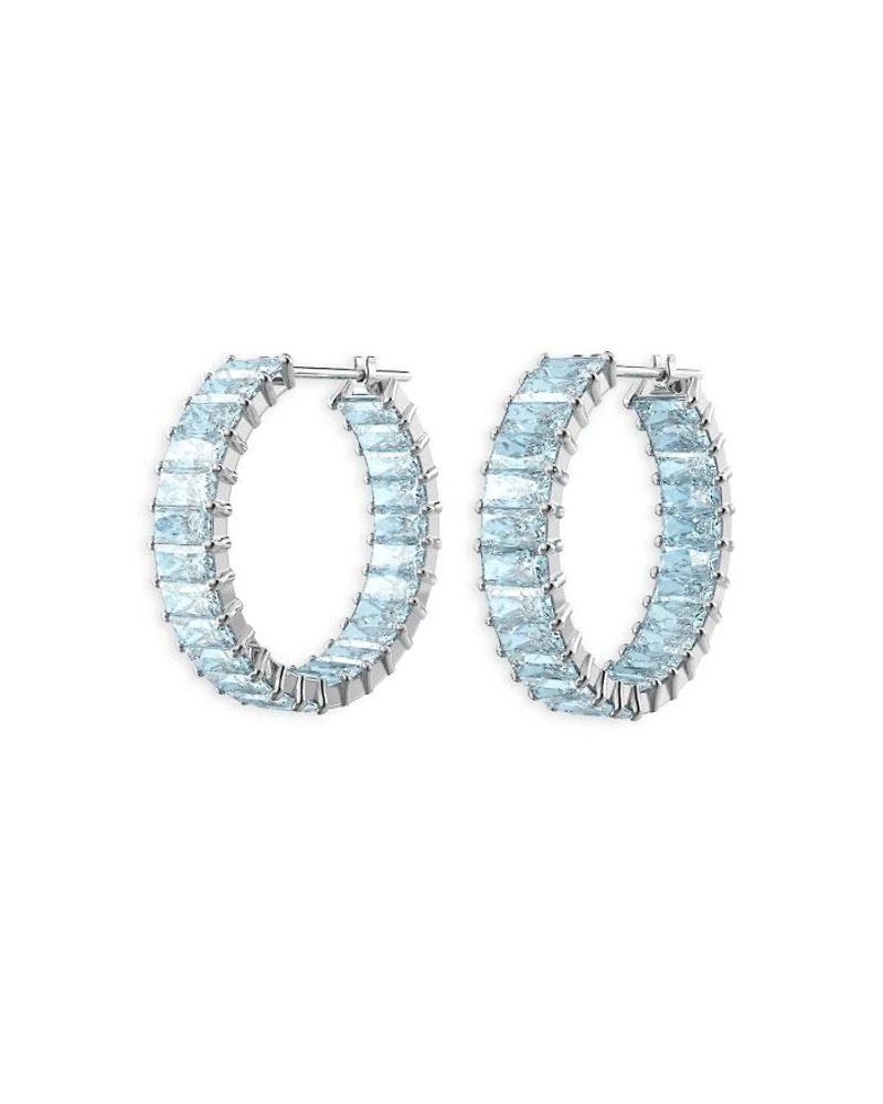 Matrix Baguette Color Crystal Hoop Earrings