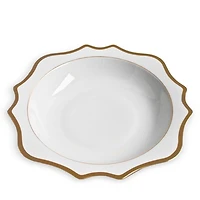 Antique White with Gold Salad Serving Bowl