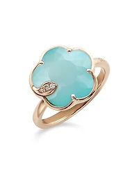 Pasquale Bruni 18K Rose Gold Petit Joli Turquoise & White Moonstone Doublet & Diamond Ring