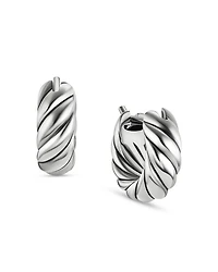 Sculpted Cable Hoop Earrings in Sterling Silver, 14.4mm