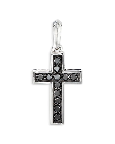 David Yurman Sterling Silver Cross Pendant with Pave Black Diamonds