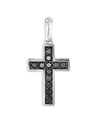 David Yurman Sterling Silver Cross Pendant with Pave Black Diamonds